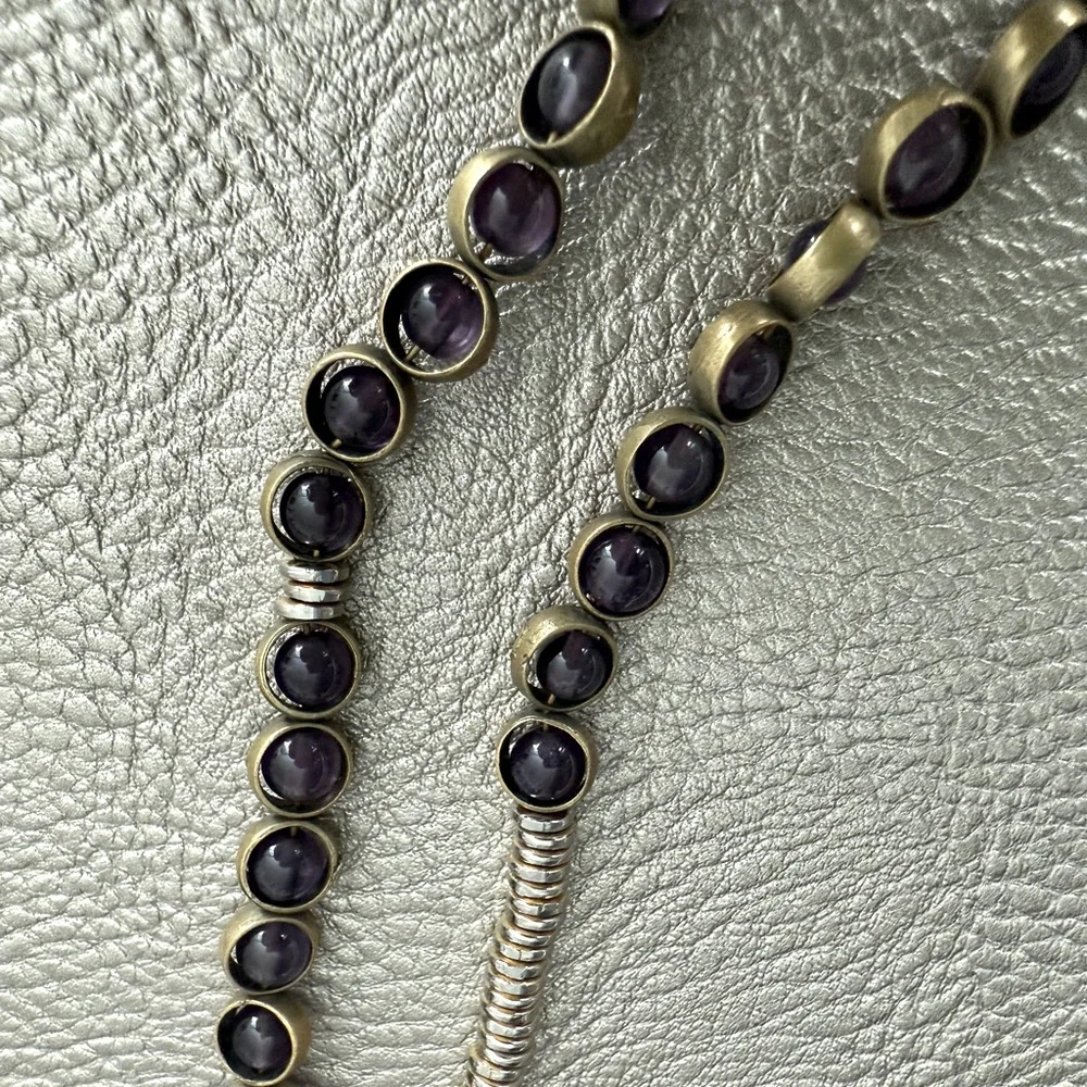 Sway Into It - Gemstone Necklace with Antique Gold Rings in Amethyst - Picture 7 of 8